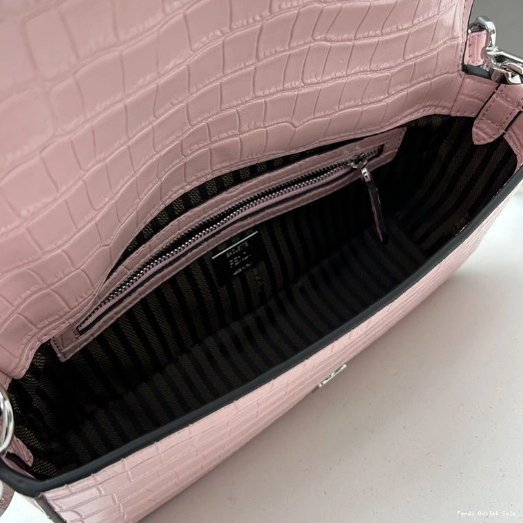 Affordable Crocodile In Pink Baguette Fendi Leather Bag Re-Edition Medium 0713